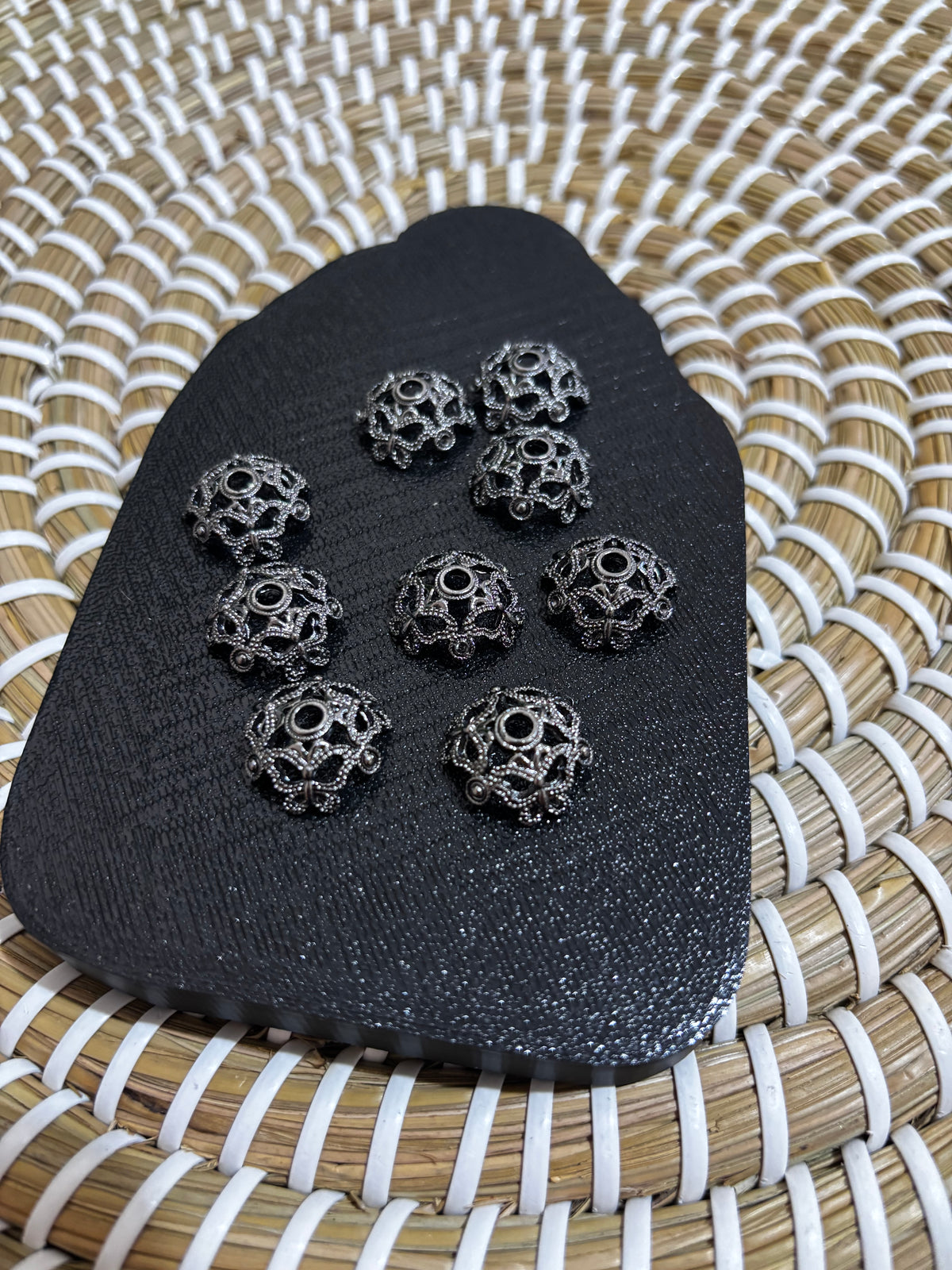 10 Pack Gunmetal Butterfly Bead Caps