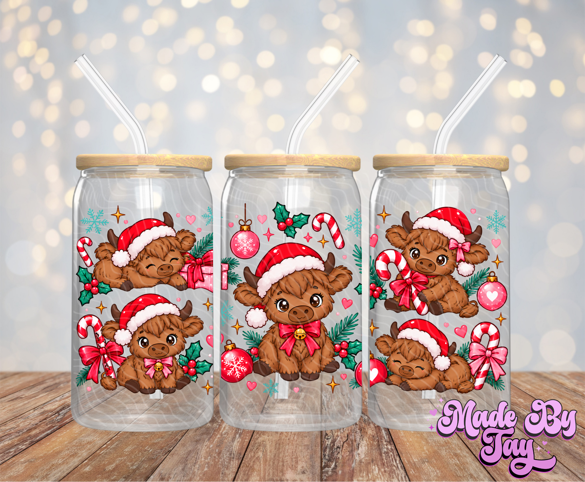 Highland Cow Christmas - 16OZ UV DTF Wrap