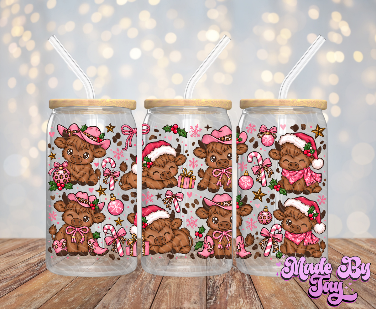 Highland Cow Christmas - 16OZ UV DTF Wrap