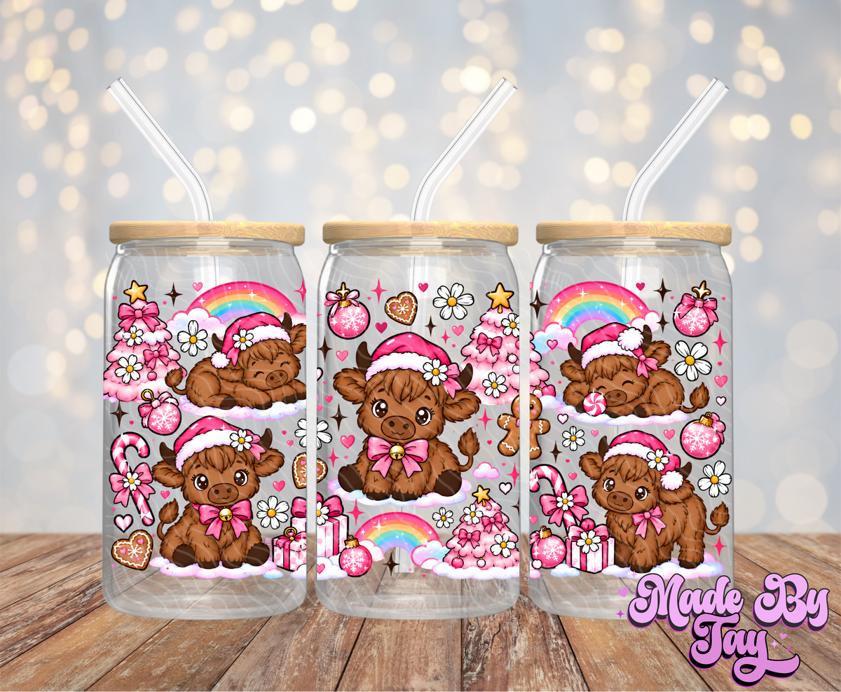 Highland Cow Christmas - 16OZ UV DTF Wrap