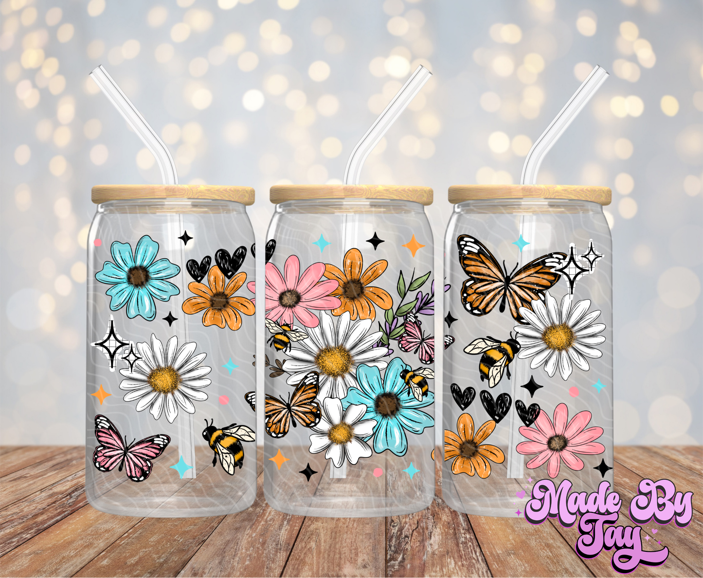 Florals Bees & Butterflies - 16OZ UV DTF Wrap