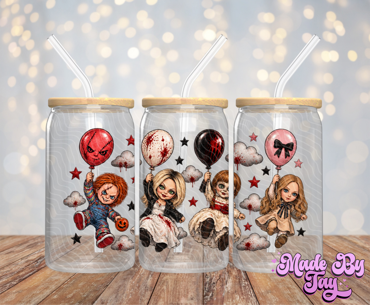 Horror Dolls Balloons - 16OZ UV DTF Wrap