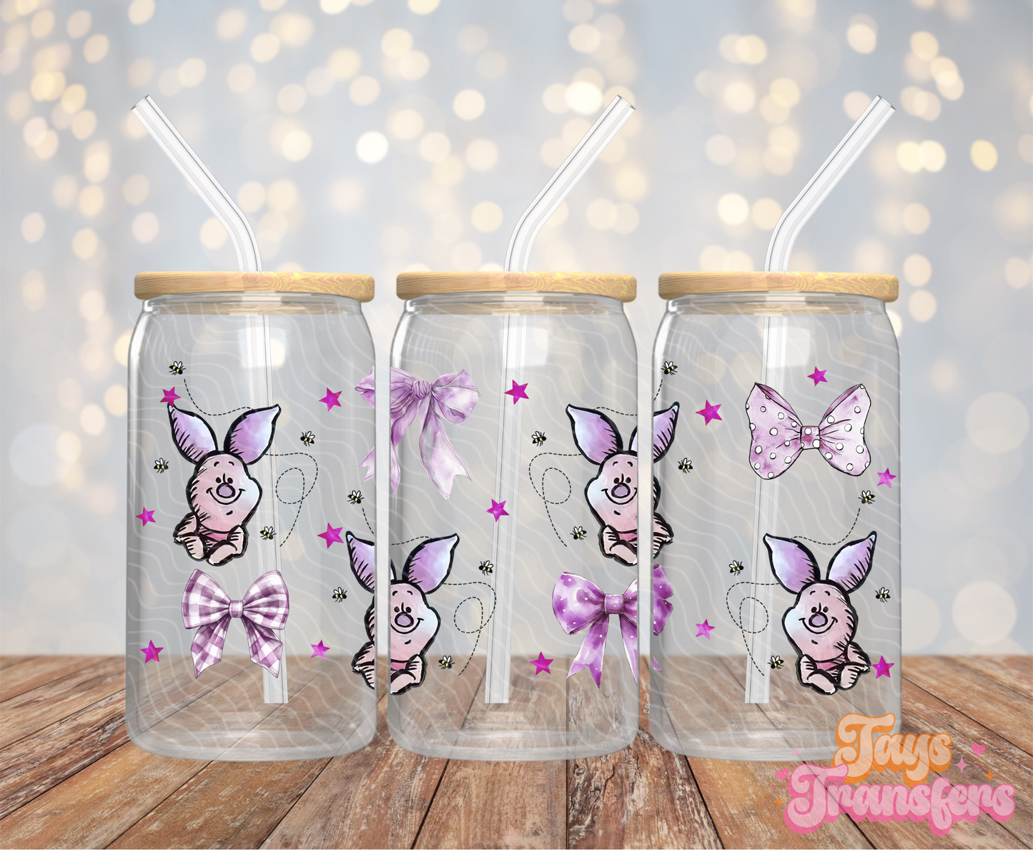 Piglet Bows - 16OZ UV DTF Wrap