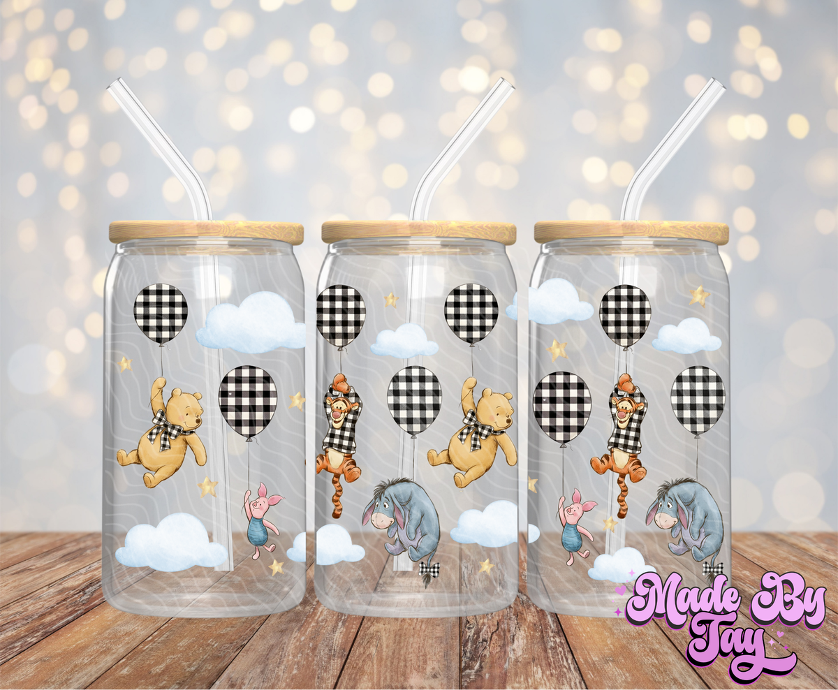 W_nnie Balloons Gingham - 16OZ UV DTF Wrap