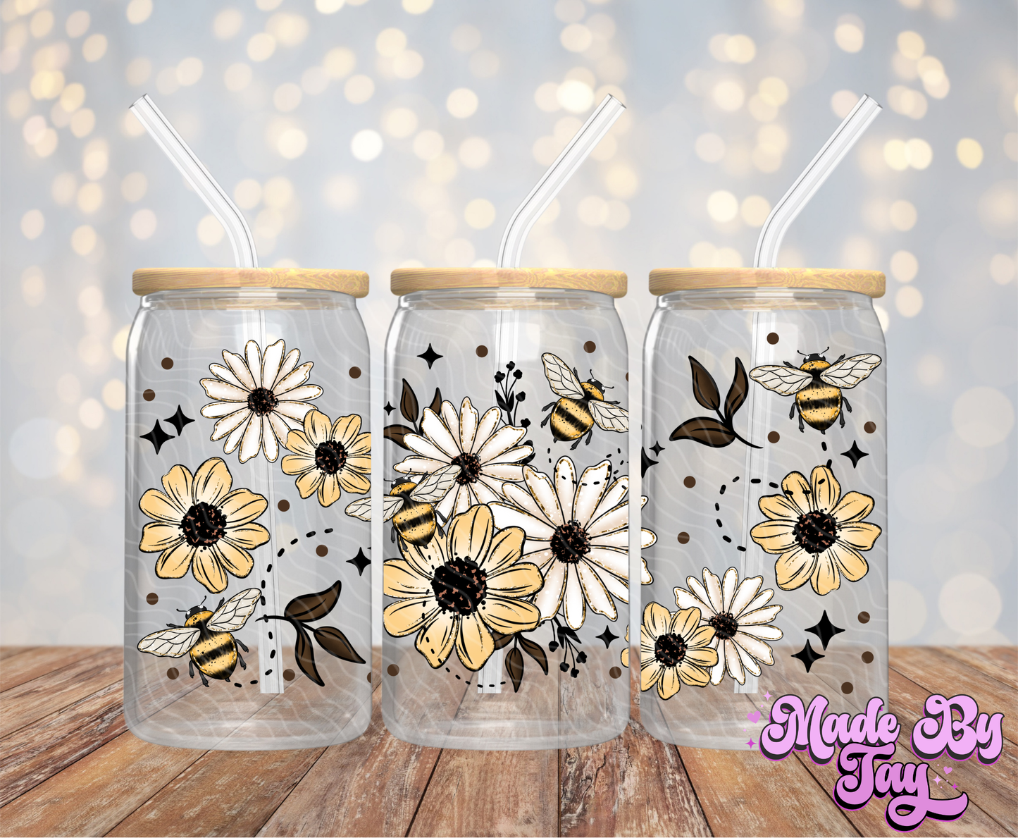 Floral Bees - 16OZ UV DTF Wrap