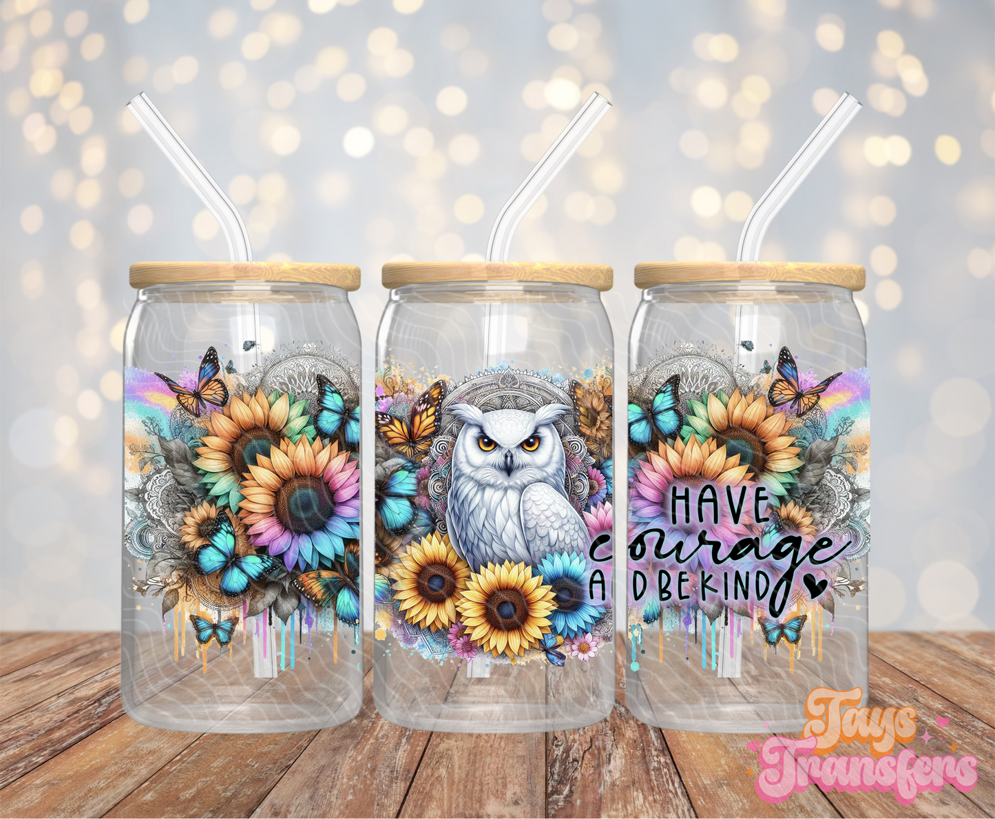 Owl Have Courage & Be Kind - 16OZ UV DTF Wrap