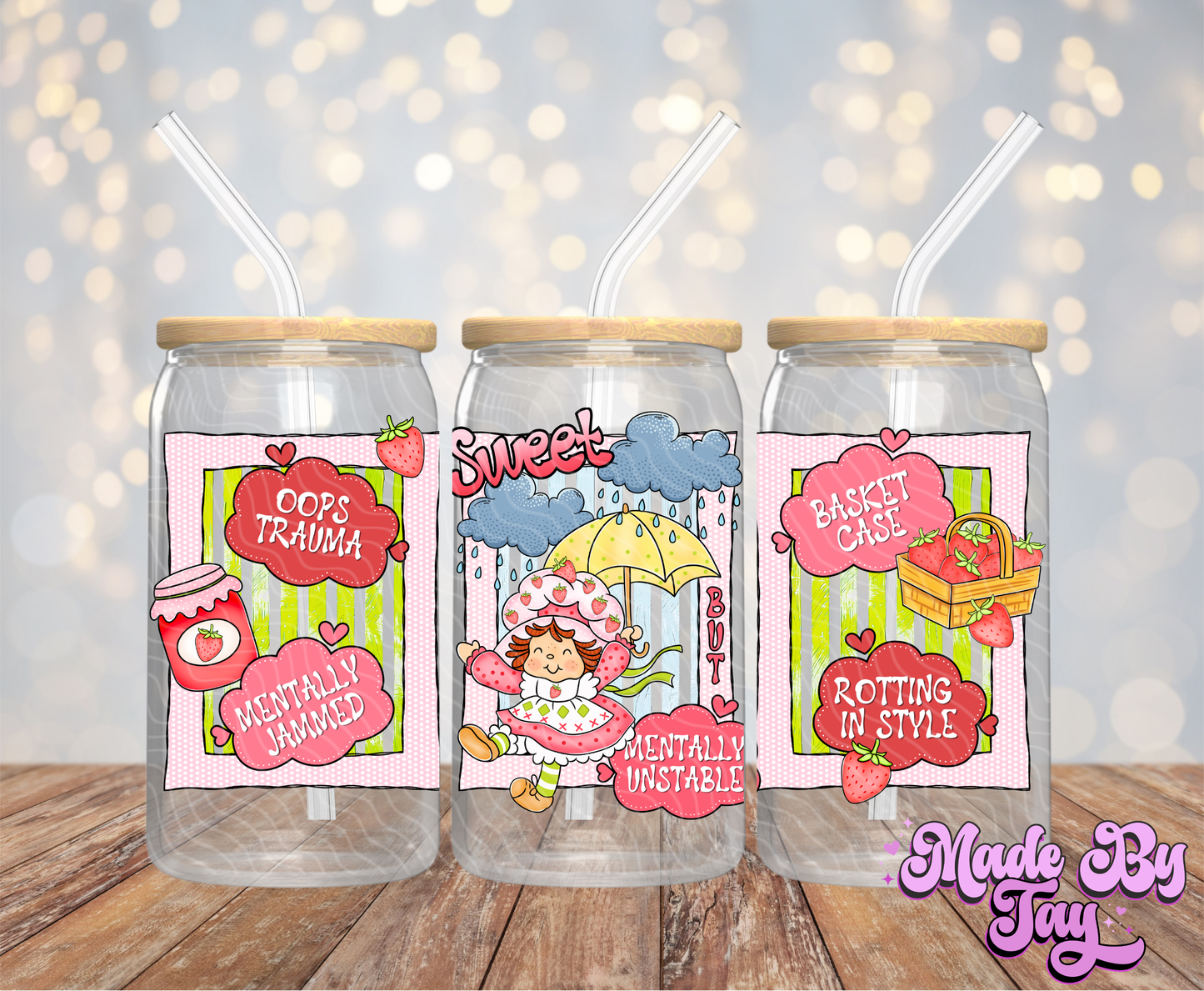 Str_wberry Sh_rtcake Funny - 16OZ UV DTF Wrap
