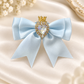 Light Blue Bow with Rhinestone Heart Fancy Bead