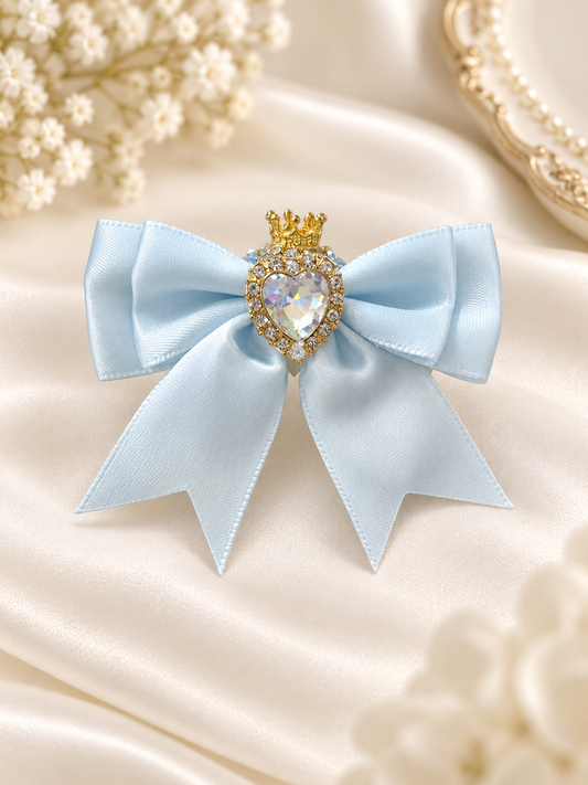 Light Blue Bow with Rhinestone Heart Fancy Bead