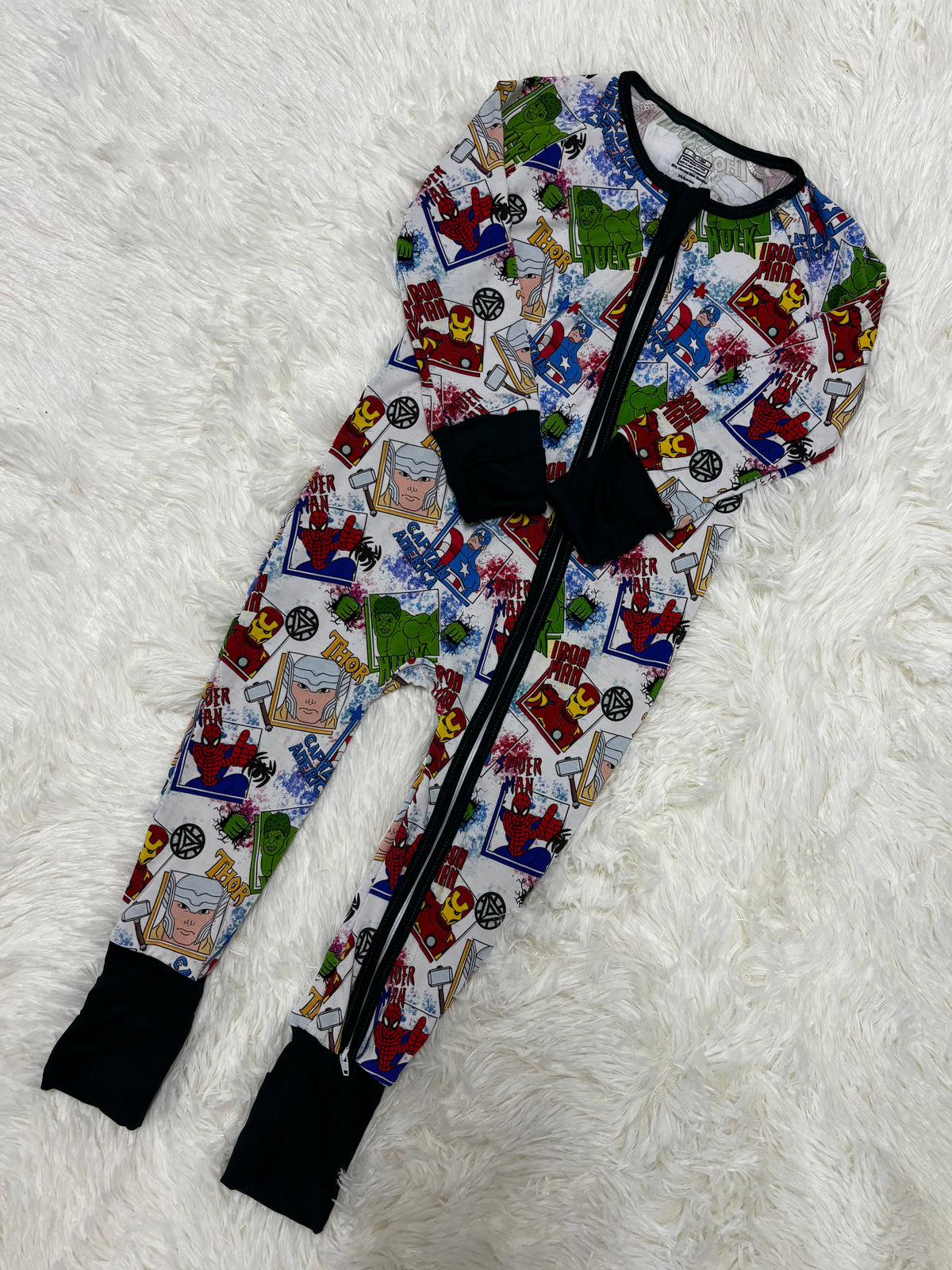 Superheroes Bamboo Zippie SIZE 12-18M
