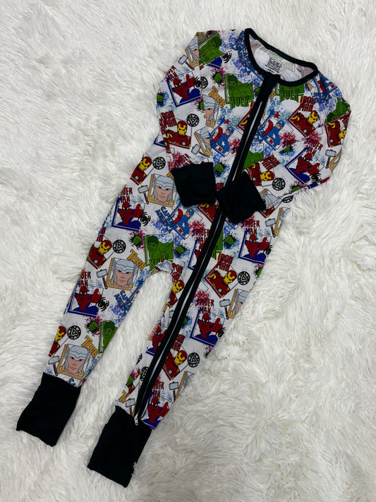Superheroes Bamboo Zippie SIZE 12-18M