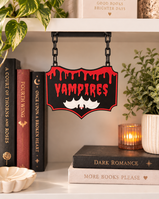 Vampires Hanging Bookshelf Sign