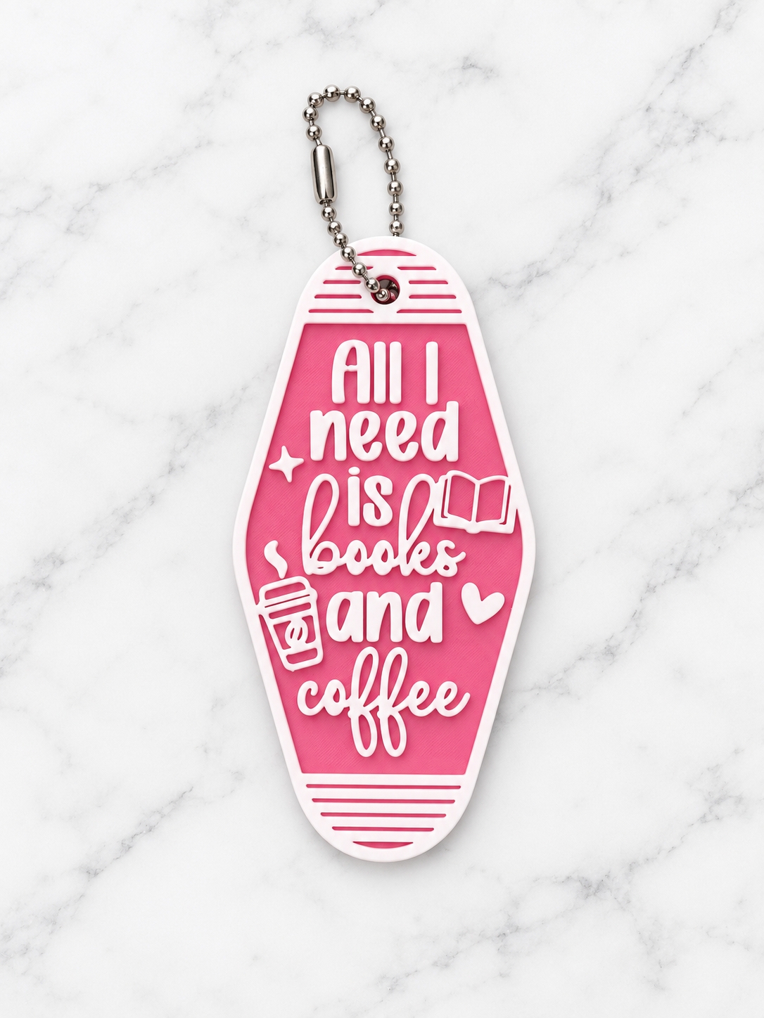 Books and Coffee Motel Keychain