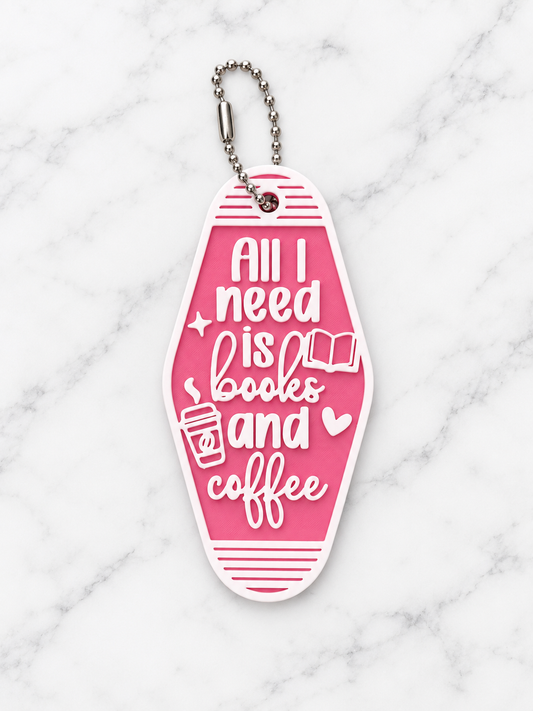 Books and Coffee Motel Keychain