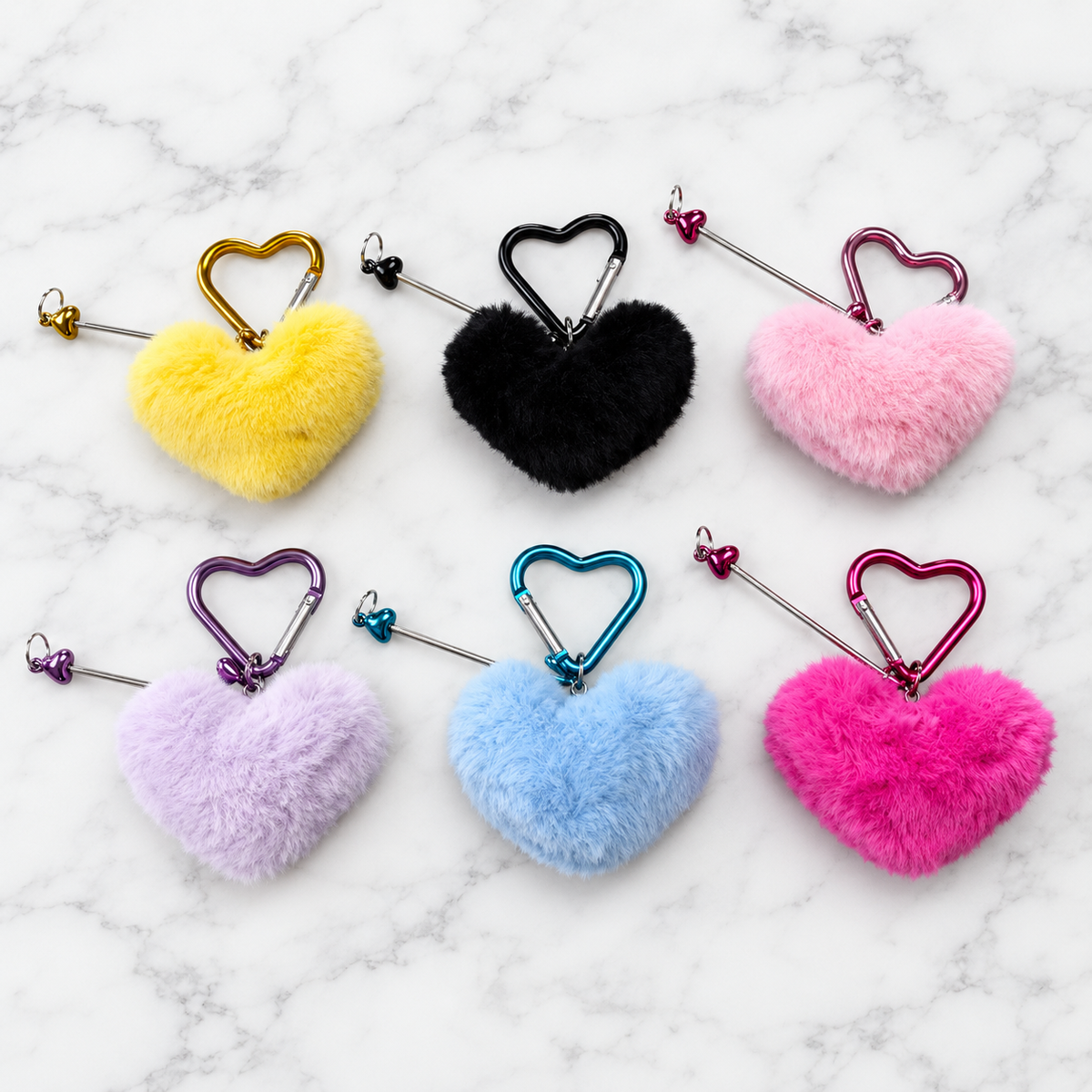Heart Pom Pom Beadable Keychain