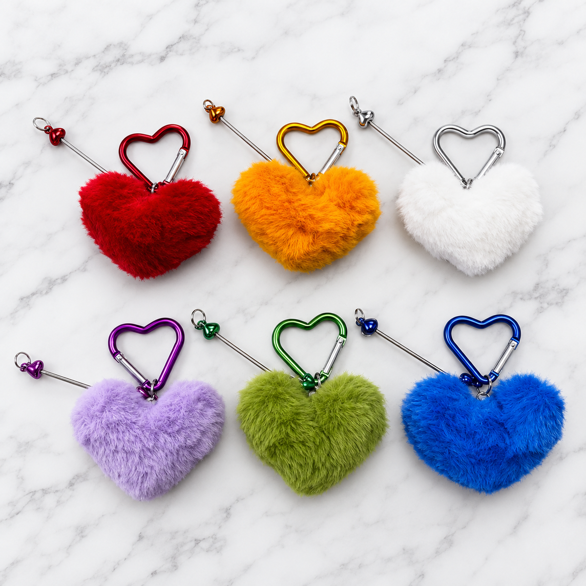 Heart Pom Pom Beadable Keychain
