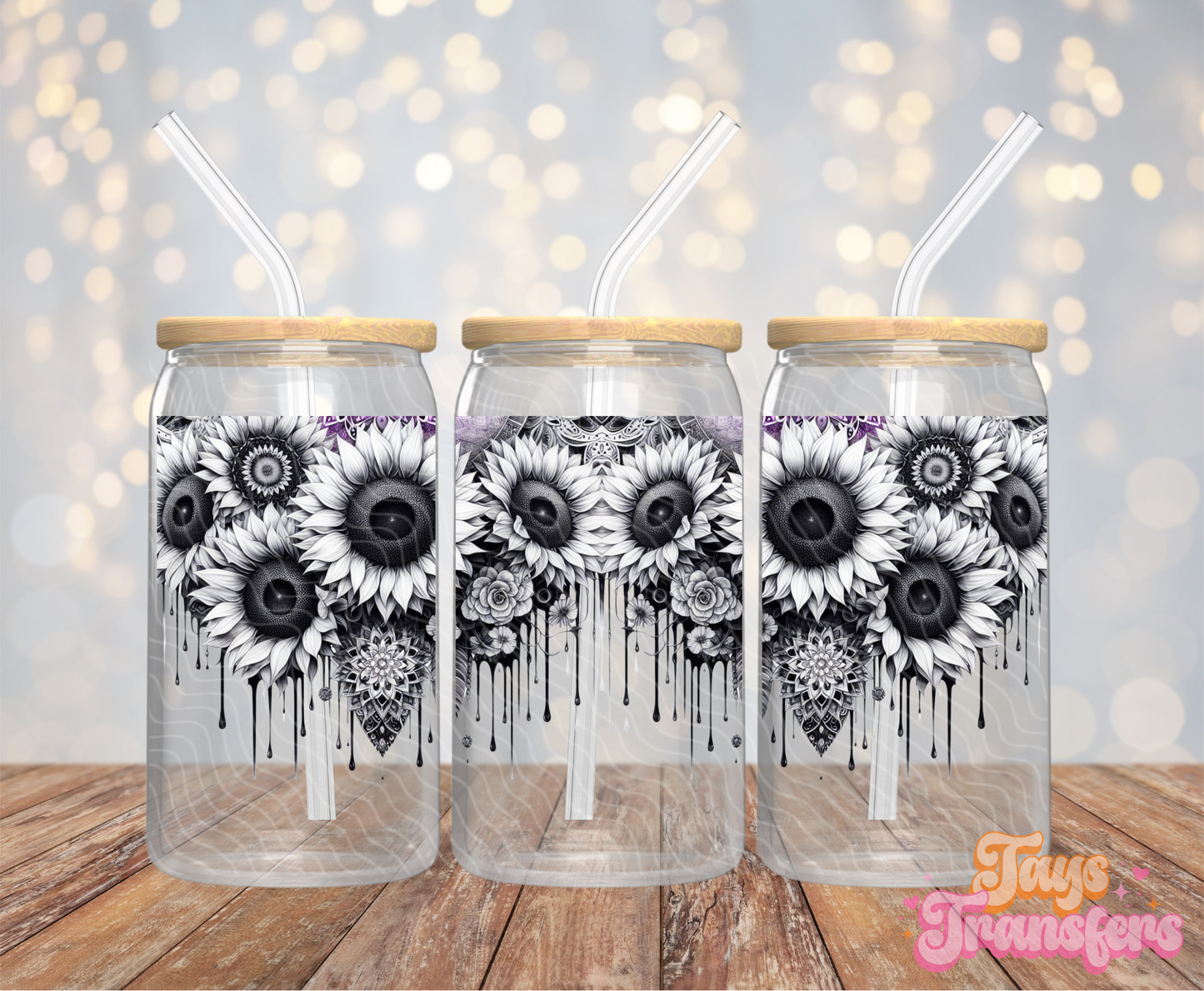 White Sunflowers - 16OZ UV DTF Wrap