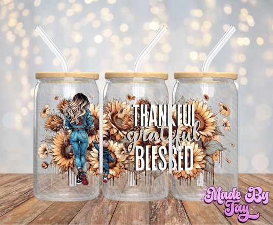 Thankful Grateful Blessed - 16OZ UV DTF Wrap