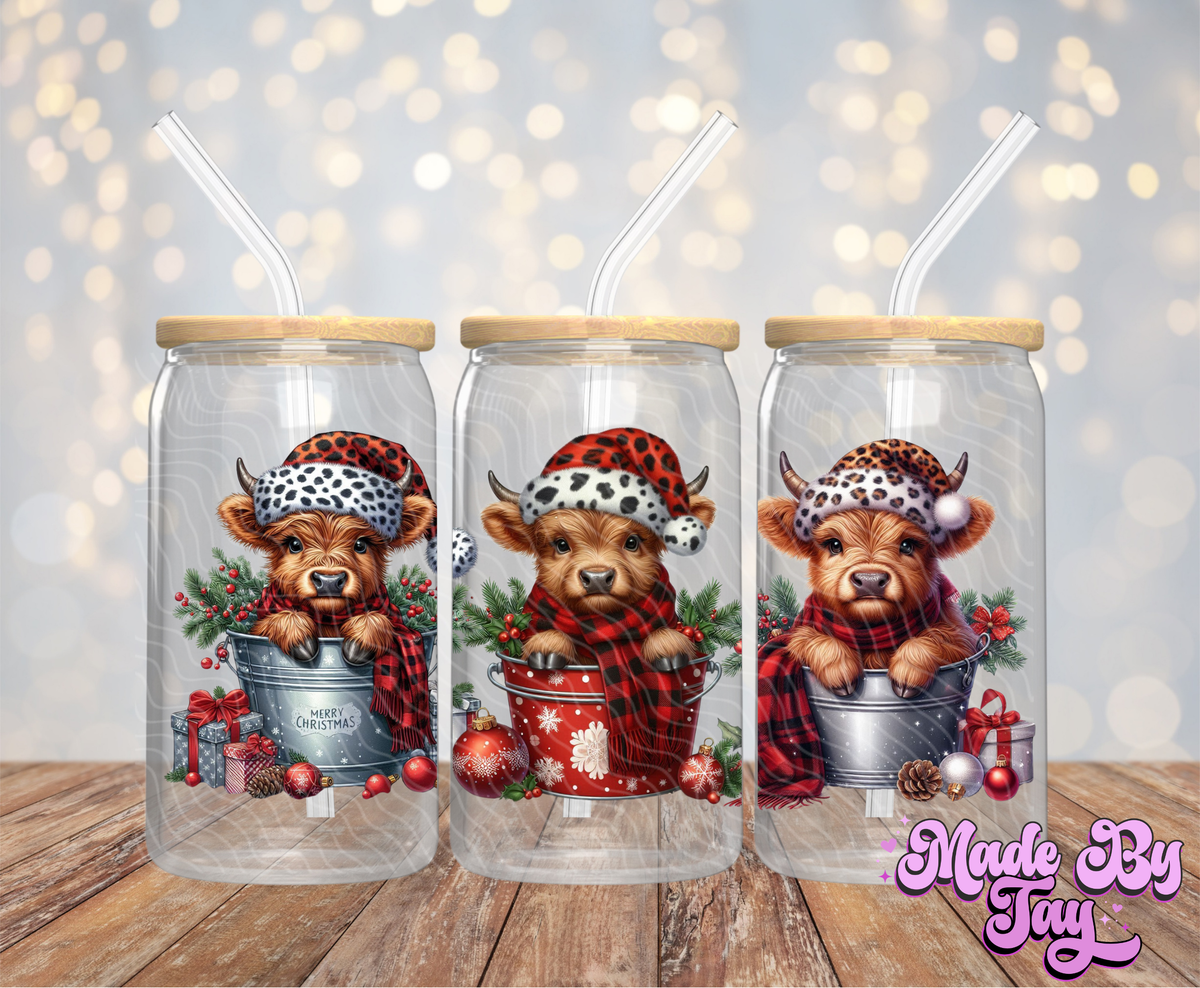 Highland Cow Christmas - 16OZ UV DTF Wrap