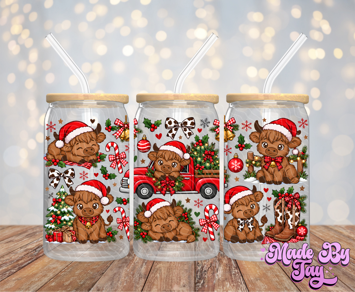 Highland Cow Christmas - 16OZ UV DTF Wrap