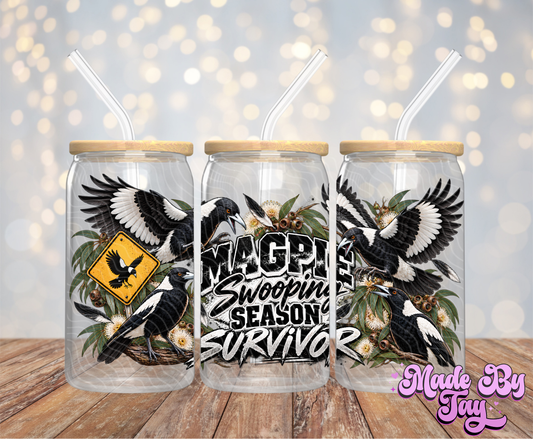 Magpie Swooping Season Survivor - 16OZ UV DTF Wrap