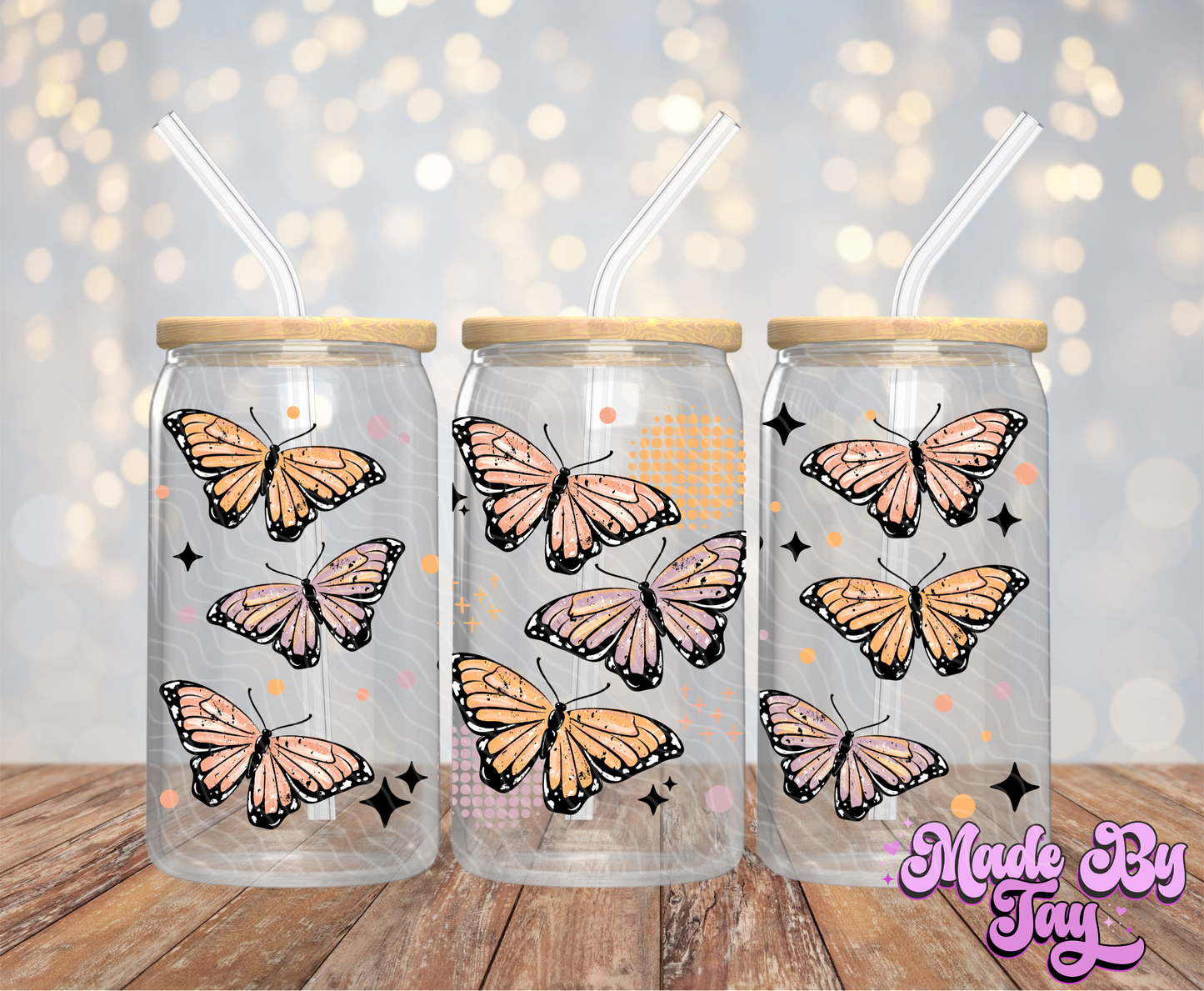 Orange Butterflies - 16OZ UV DTF Wrap