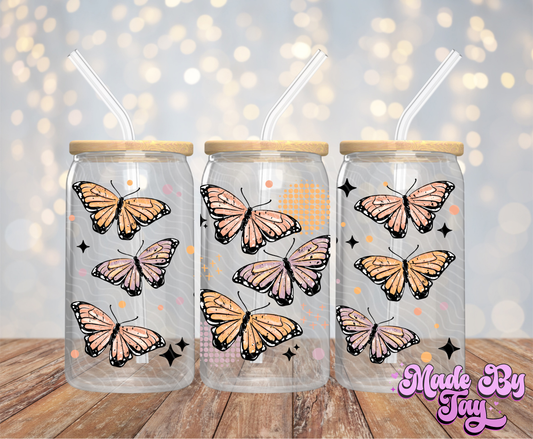 Orange Butterflies - 16OZ UV DTF Wrap