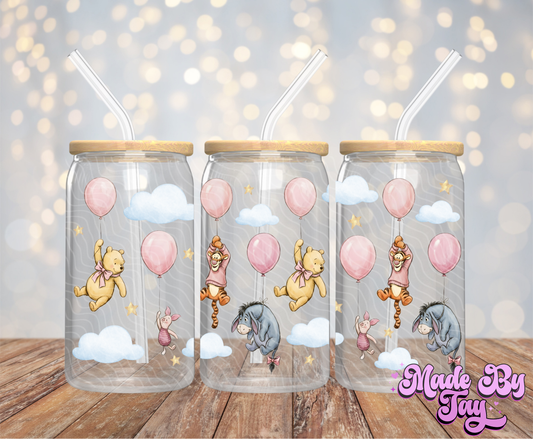 W_nnie Pink Balloons - 16OZ UV DTF Wrap