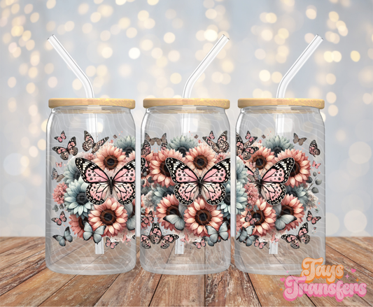 Light Pink Butterflies - 16OZ UV DTF Wrap