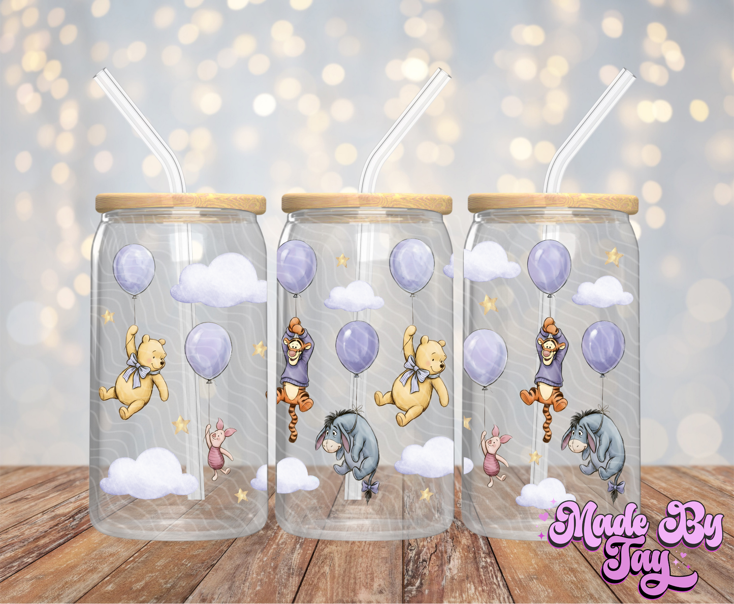 W_nnie Balloons Purple - 16OZ UV DTF Wrap