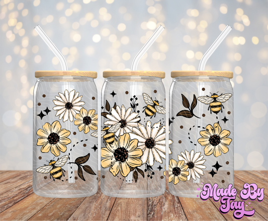 Floral Bees  - 16OZ UV DTF Wrap