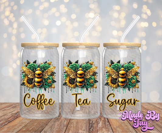 Bee Canister Decals - 16OZ UV DTF Wrap