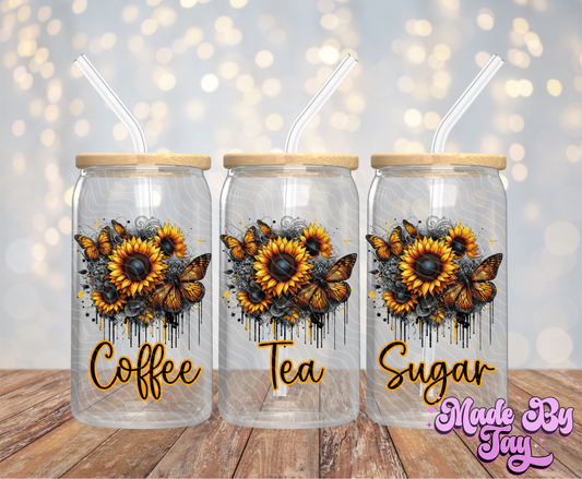 Sunflower Canister Decals - 16OZ UV DTF Wrap