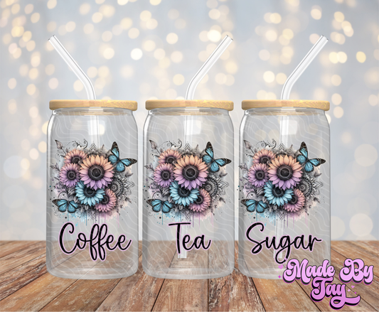 Pastel Sunflowers Canister Decals - 16OZ UV DTF Wrap